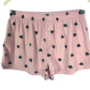 Victoria’s Secret PINK Heart Print Pajama Boxer Shorts XS Cotton